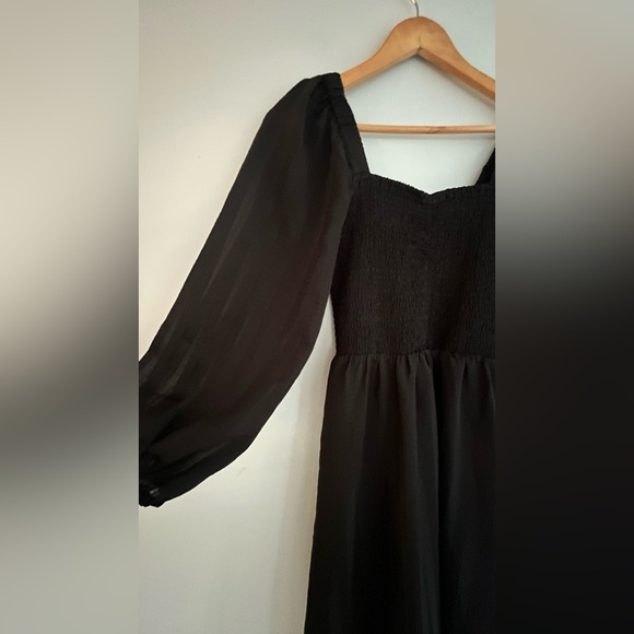 Madewell Lucie Dress Black NWT Sweetheart Smocked Bodice Satin Midi Dress Size S - Picture 8 of 14